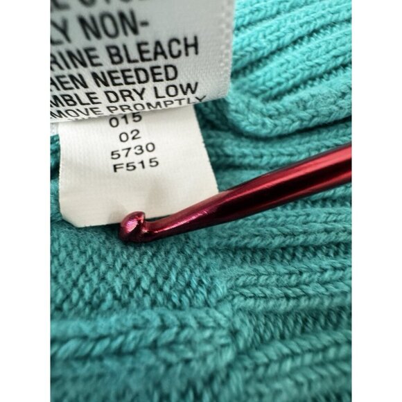 Merona Womens XXL Teal Cable Knit Sweater Classic Preppy Y2K Retro Fisherman Fit - Picture 7 of 9